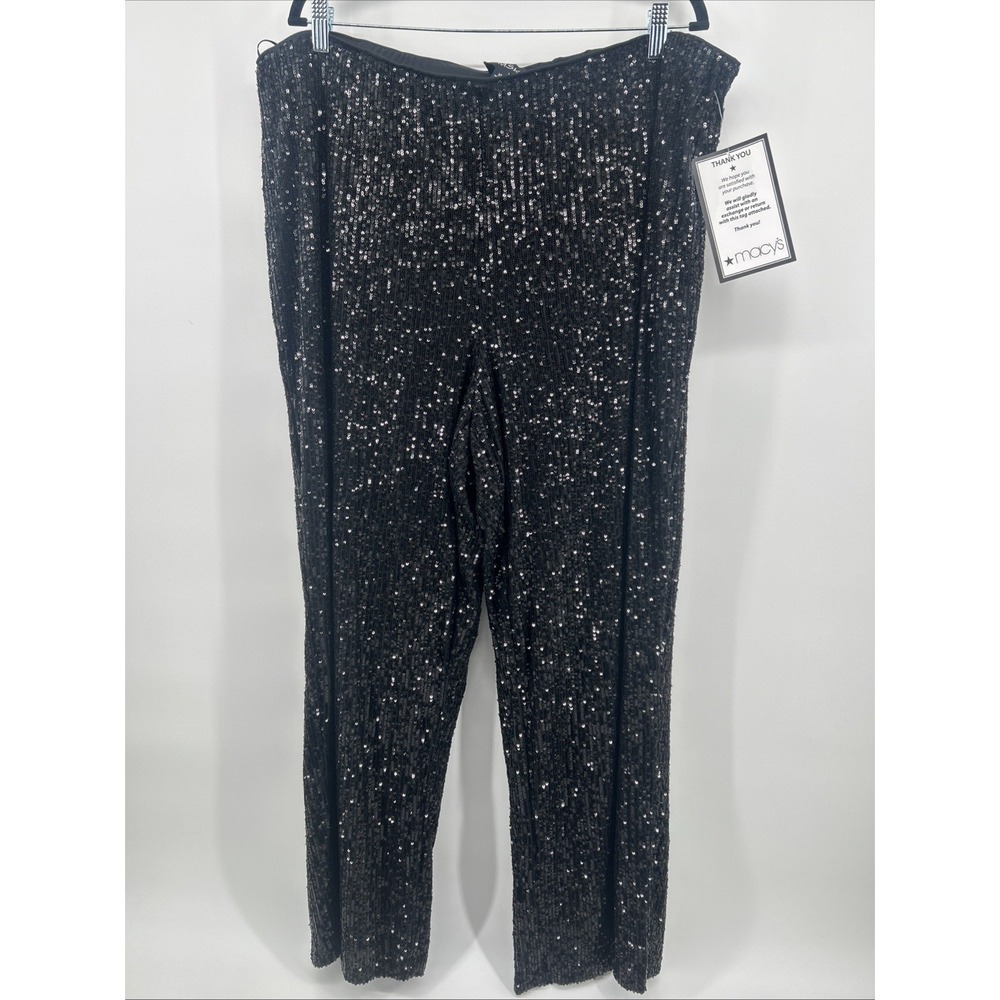 NWT MSK Women's Size 3XL Black Sequin Pants Sparkly Party Evening Date Night